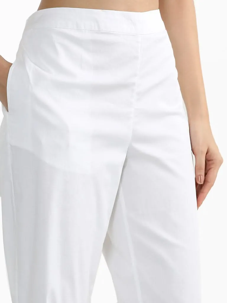 Utsa White Poplin Pants