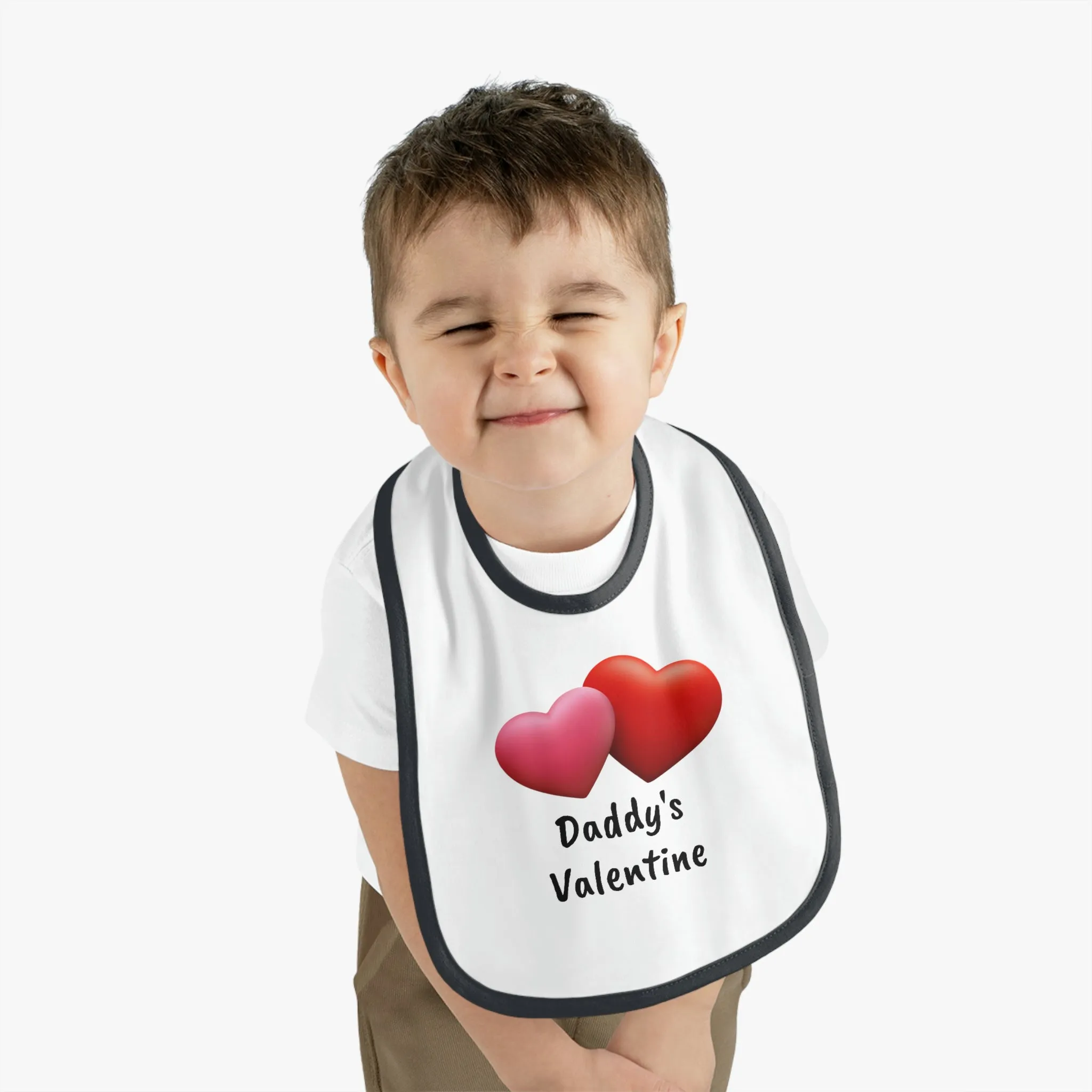 Valentine's "Daddy's Valentine" Baby Contrast Trim Jersey Bib