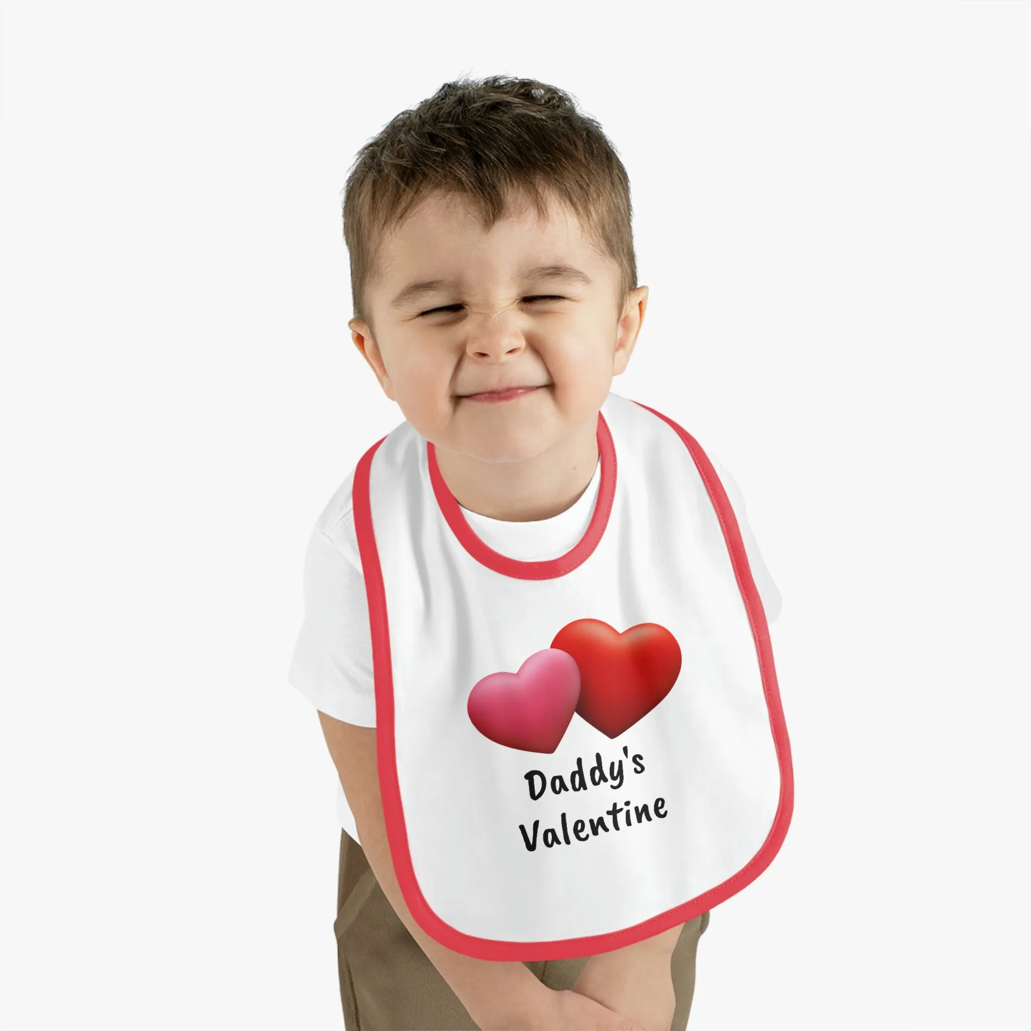 Valentine's "Daddy's Valentine" Baby Contrast Trim Jersey Bib