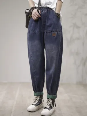 Women Loose Fit  Harem Cotton Denim Jeans Trousers Pants