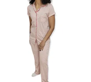 Women Strips Pajama - Pink x Grey