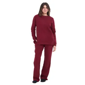 Women Winter Pajama Set Dark Red Oversized Sweatshirt   Pants