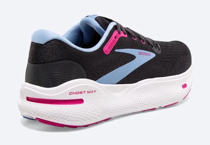 WOMEN'S BROOKS GHOST MAX WIDE 1103951D135 COLOR: EBONY/OPEN AIR/LILAC ROSE