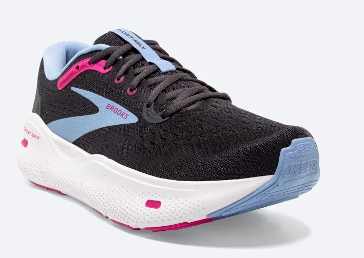 WOMEN'S BROOKS GHOST MAX WIDE 1103951D135 COLOR: EBONY/OPEN AIR/LILAC ROSE