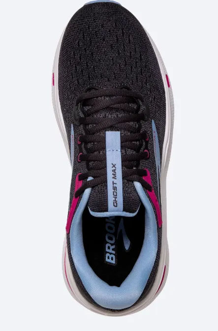 WOMEN'S BROOKS GHOST MAX WIDE 1103951D135 COLOR: EBONY/OPEN AIR/LILAC ROSE