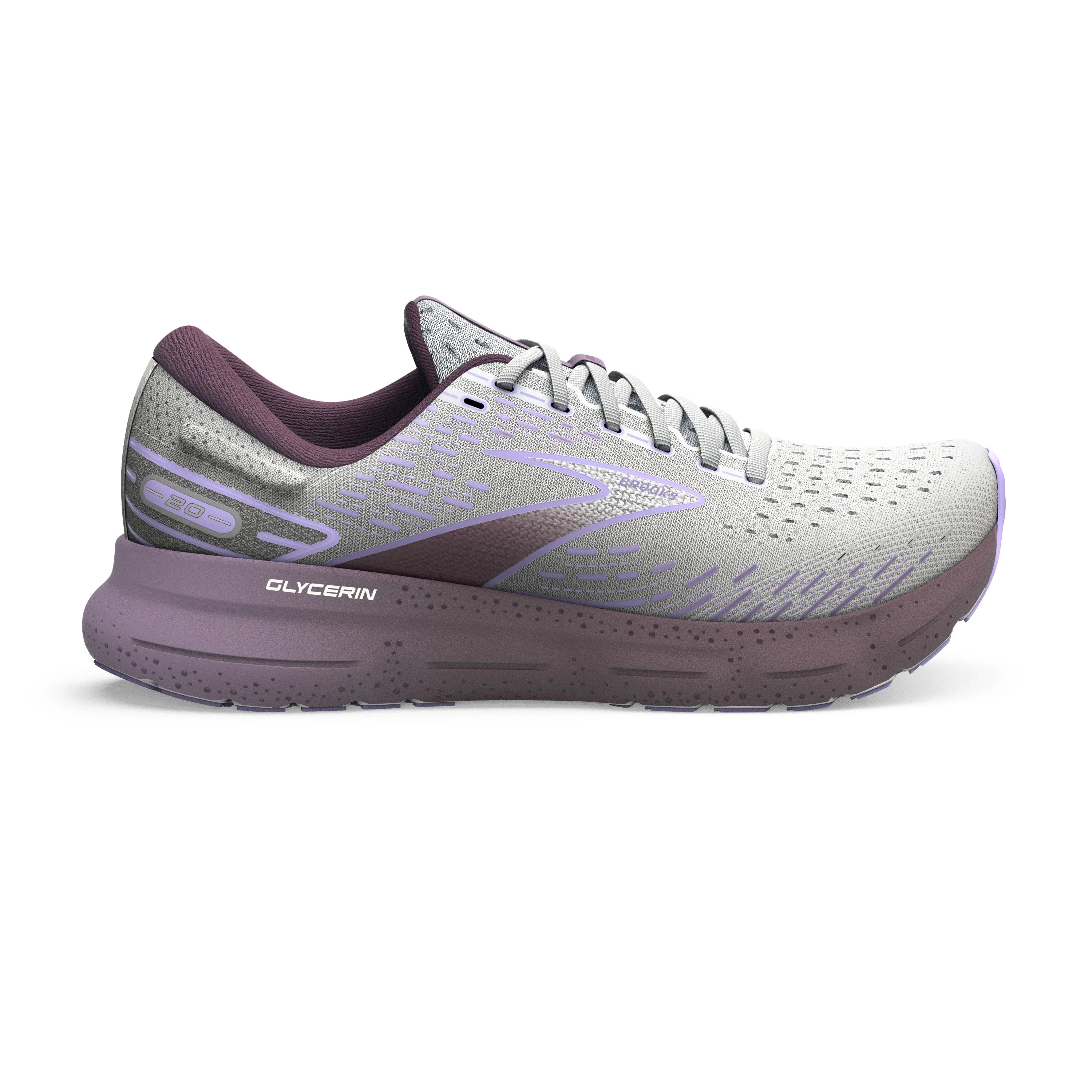 Women's Brooks Glycerin 20 Color: White/Orchid/ Lavender