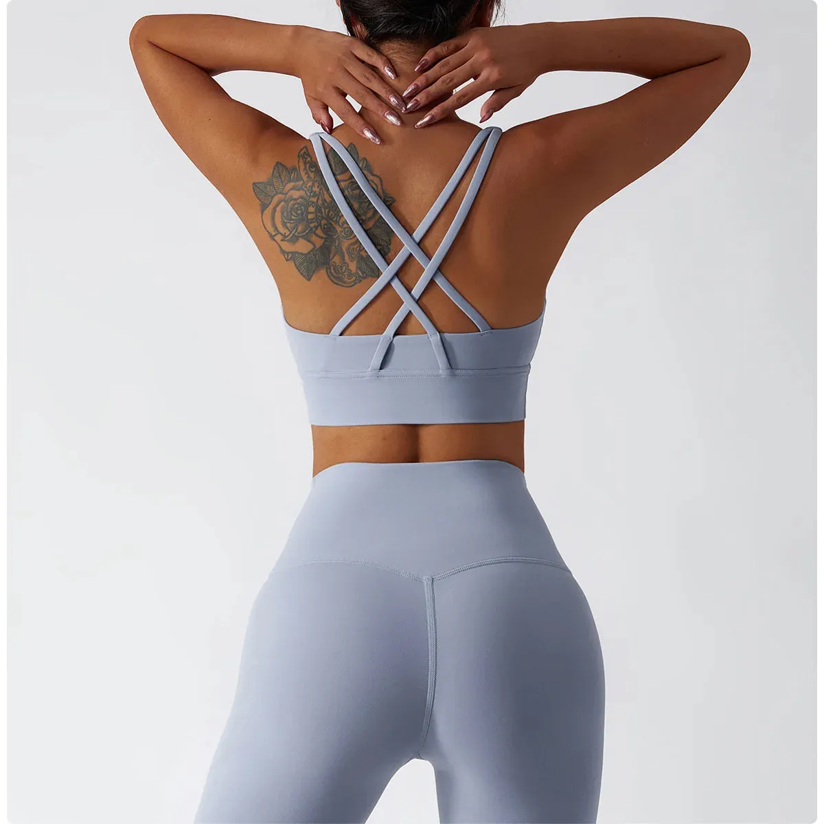 Women's Sports Set Yoga Clothing Gym High Waist Running Pants Sport Bra Suit for Fitness Sportswear Workout 2 Piece Matching Set