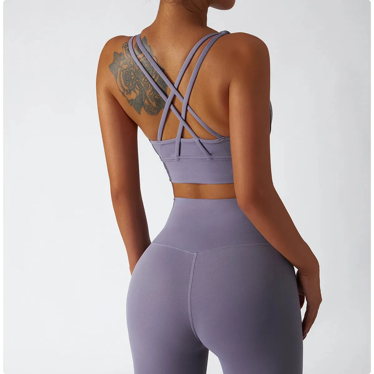 Women's Sports Set Yoga Clothing Gym High Waist Running Pants Sport Bra Suit for Fitness Sportswear Workout 2 Piece Matching Set