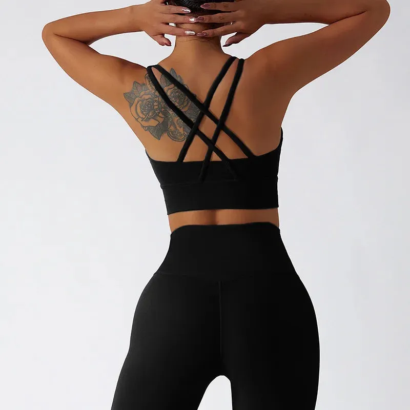 Women's Sports Set Yoga Clothing Gym High Waist Running Pants Sport Bra Suit for Fitness Sportswear Workout 2 Piece Matching Set