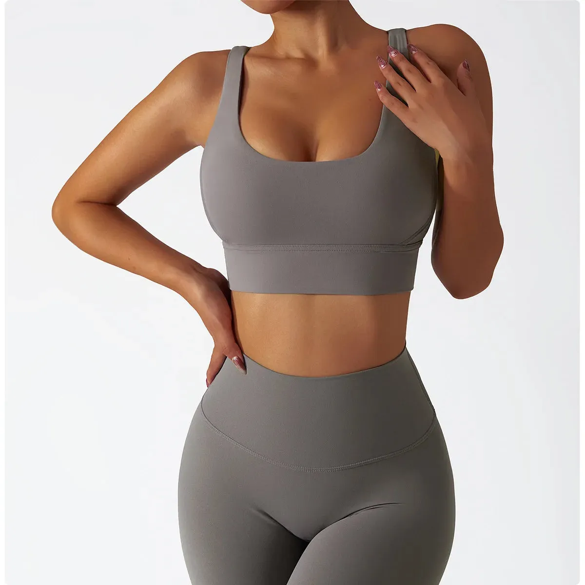 Women's Sports Set Yoga Clothing Gym High Waist Running Pants Sport Bra Suit for Fitness Sportswear Workout 2 Piece Matching Set