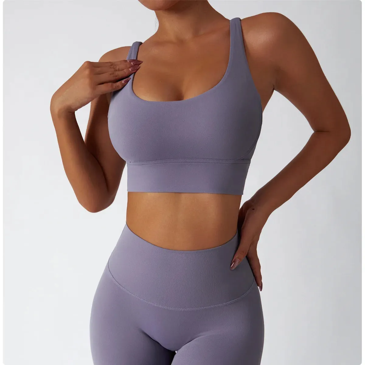 Women's Sports Set Yoga Clothing Gym High Waist Running Pants Sport Bra Suit for Fitness Sportswear Workout 2 Piece Matching Set