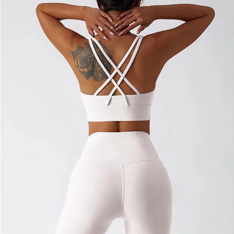 Women's Sports Set Yoga Clothing Gym High Waist Running Pants Sport Bra Suit for Fitness Sportswear Workout 2 Piece Matching Set